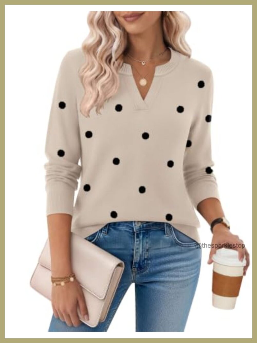 Womens V Neck Long Sleeve Pullover Sweater Business Casual Knit Top